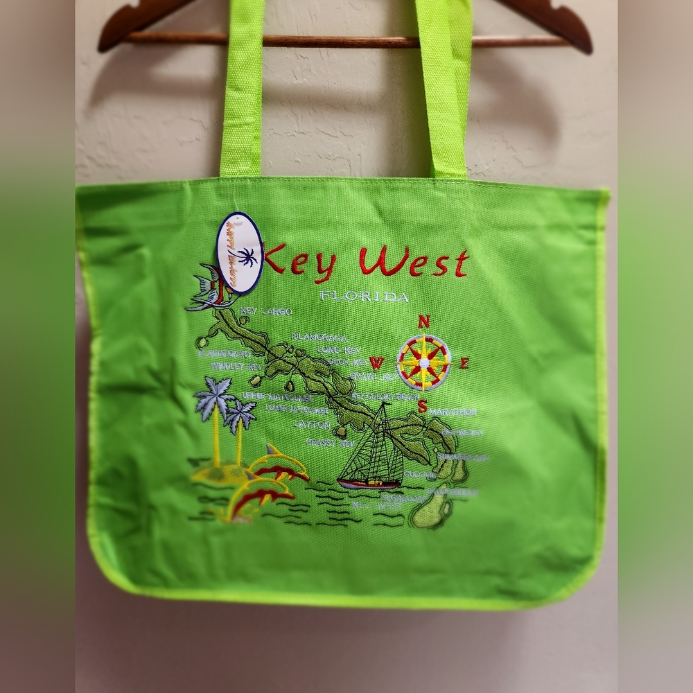 Lime Green Key West Beach Bag